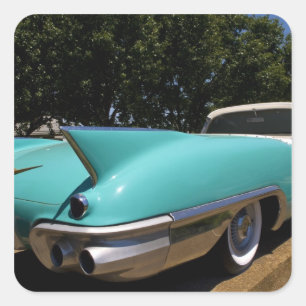 Pegatina Cuadrada El Cadillac convertible verde de Elvis Presley en