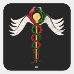 Pegatina Cuadrada El Caduceo