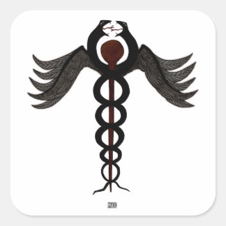 Pegatina Cuadrada El Caduceo