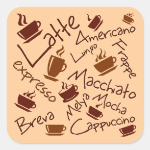 Pegatina Cuadrada El café bebe el collage