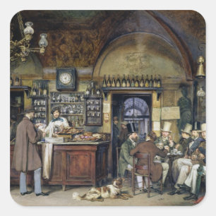 Pegatina Cuadrada El café de Roma, 1856