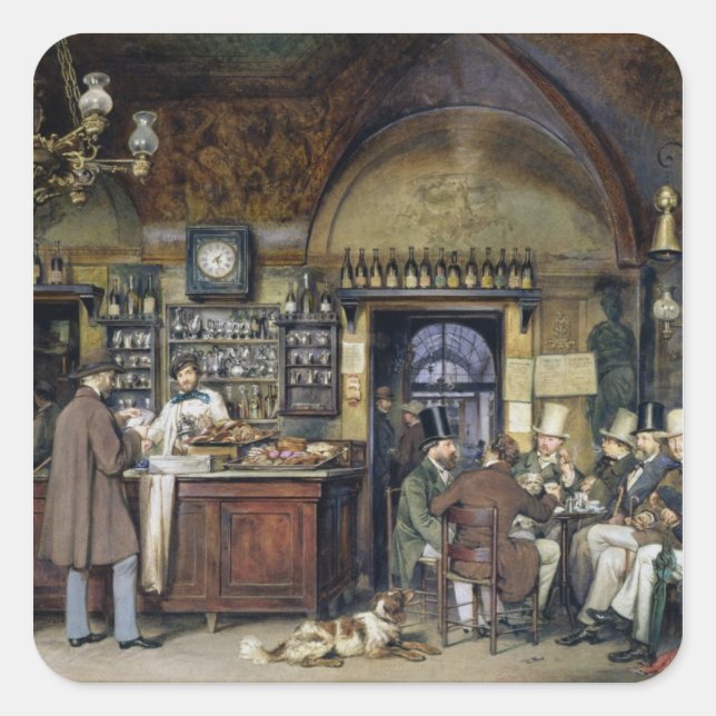 Pegatina Cuadrada El café de Roma, 1856 (Anverso)