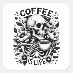 Pegatina Cuadrada El Café Es La Vida