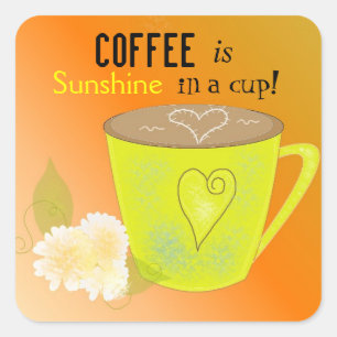Pegatina Cuadrada El Café Es Mi Sol