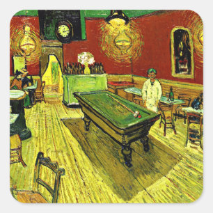 Pegatina Cuadrada El café nocturno de Vincent van Gogh,