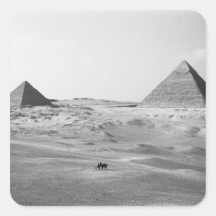 Pegatina Cuadrada El Cairo Egipto, Pirámides de Giza