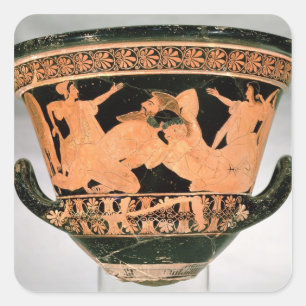 Pegatina Cuadrada El calix-krater de figuras rojas del ático que rep