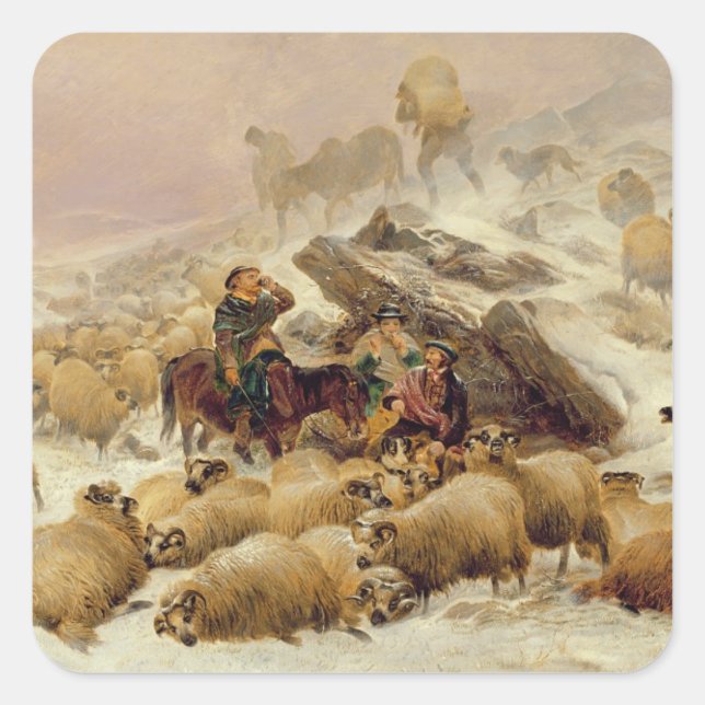 Pegatina Cuadrada El calor de un dram occidental (Anverso)