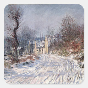 Pegatina Cuadrada El camino a Giverny, invierno, 1885