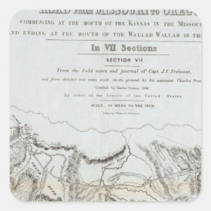 Pegatina Cuadrada El camino de Missouri a Oregon