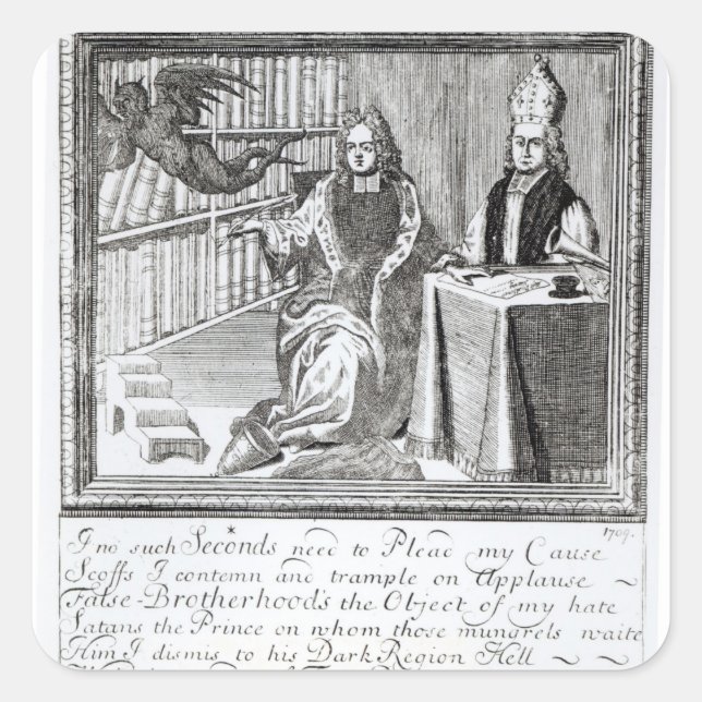 Pegatina Cuadrada El Campeón de la Alta Iglesia, liderando el suyo (Anverso)