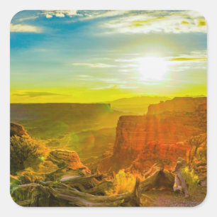 Pegatina Cuadrada El cañón llega al Parque Nacional Moab Utah