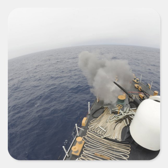 Pegatina Cuadrada El cañón MK-75 de 76 mm (Anverso)