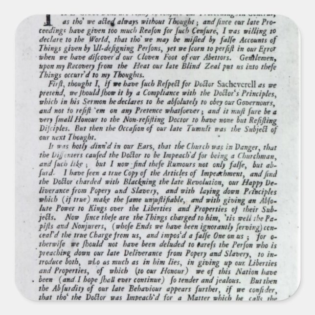 Pegatina Cuadrada El Capitán de la Declaración de Mobs (Anverso)