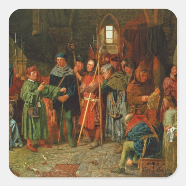 Pegatina Cuadrada El cargo de Dogberry para el reloj (Anverso)