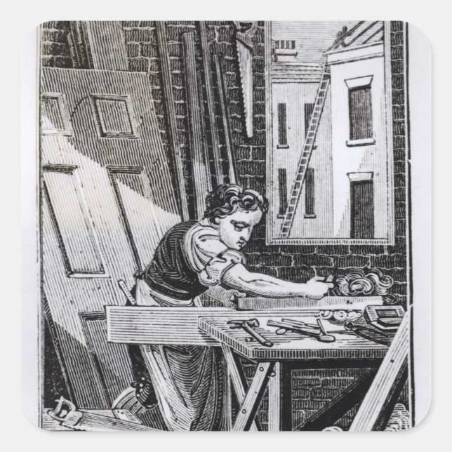 Pegatina Cuadrada El carpintero (Anverso)