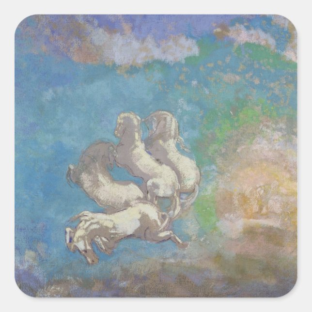 Pegatina Cuadrada El carro de Apolo, c.1905-14 (Anverso)