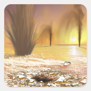 Pegatina Cuadrada El casquete glaciar polar del sur marciano