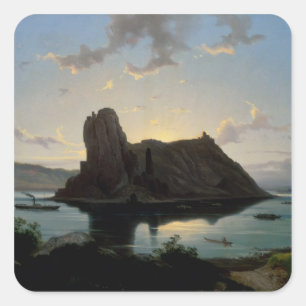 Pegatina Cuadrada El castillo de Deveny, Hungría