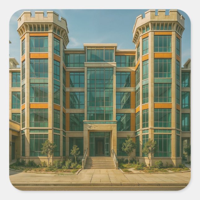 Pegatina Cuadrada El Castillo de la Ciudadela de Cristal (Anverso)