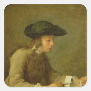 Pegatina Cuadrada El castillo de naipes