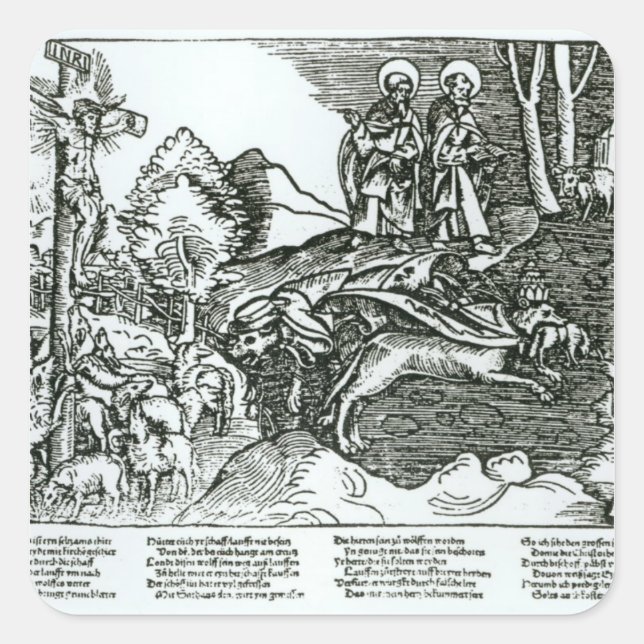 Pegatina Cuadrada El catolicismo romano y el luteranismo contrastado (Anverso)