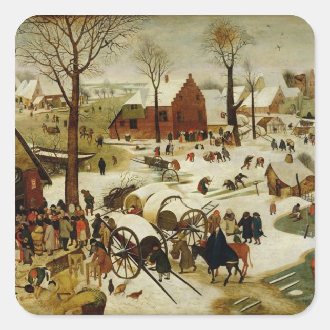 Pegatina Cuadrada El censo en Belén (Anverso)