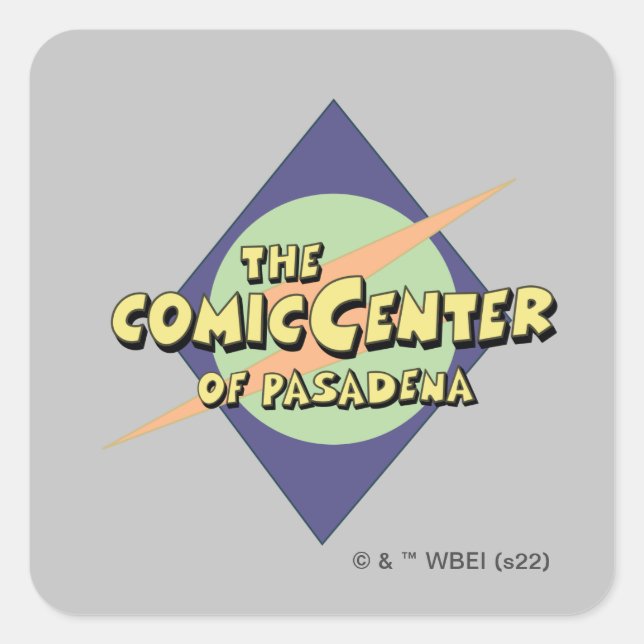 Pegatina Cuadrada El Centro de Cómics de Pasadena (Anverso)