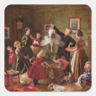 Pegatina Cuadrada El cesto del navidad