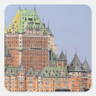 Pegatina Cuadrada El Chateau Frontenac en Quebec City, Canadá.