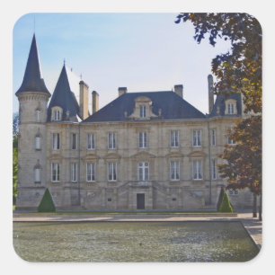 Pegatina Cuadrada El Chateau Pichon Longueville Baron y estanque
