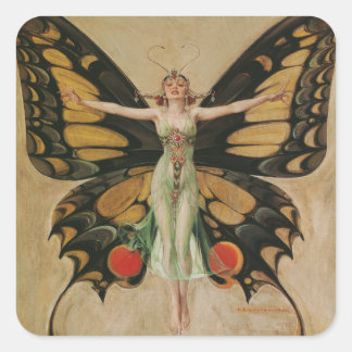 Pegatina Cuadrada El Chica Flapper - Mariposa