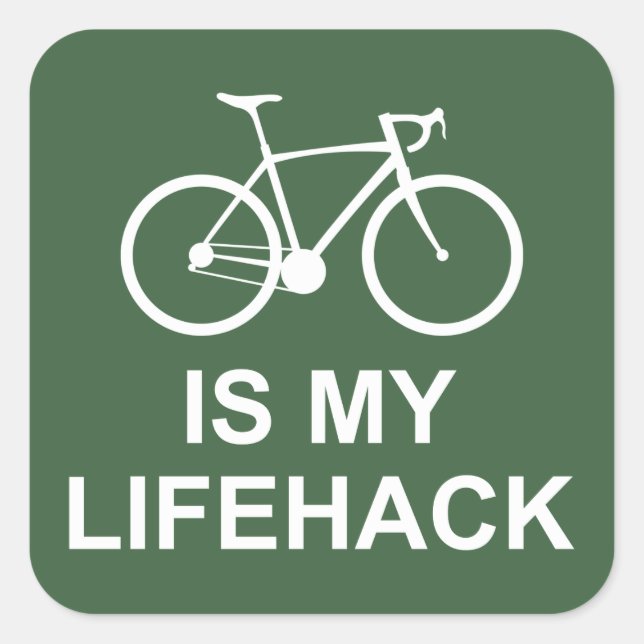 Pegatina Cuadrada El Ciclismo Es Mi Lifehack (Anverso)