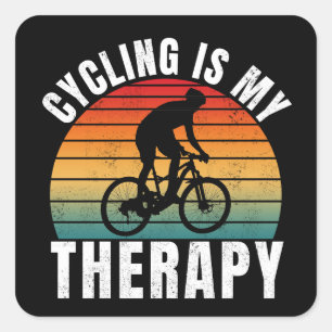 Pegatina Cuadrada El ciclismo es mi terapia Tipografía Vintage Diver