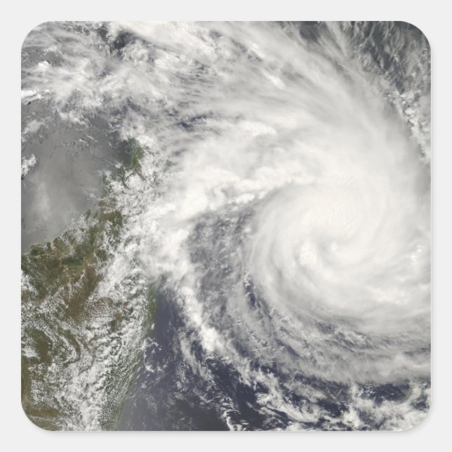 Pegatina Cuadrada El ciclón tropical Iván se acerca a Madagascar (Anverso)