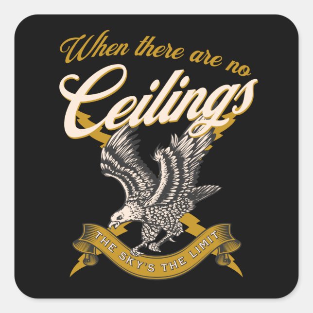 Pegatina Cuadrada El cielo es el límite | Águila amarilla de los der (Anverso)