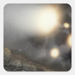 Pegatina Cuadrada El cielo nocturno según lo visto de un avión