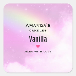 Pegatina Cuadrada El cielo rosado pastel con el negocio de las velas
