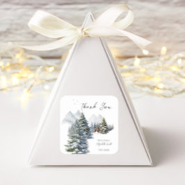 Pegatina Cuadrada El ciervo de la selva invernal hace frío afuera