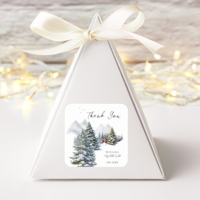 Pegatina Cuadrada El ciervo de la selva invernal hace frío afuera (Subido por el creador)