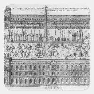 Pegatina Cuadrada El Circo Máximo en Roma, c.1600