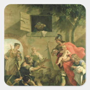 Pegatina Cuadrada El ciro infantil con el pastor