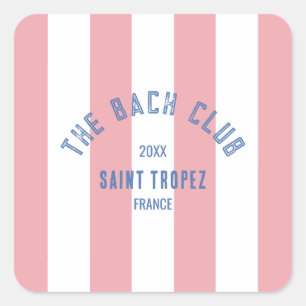 Pegatina Cuadrada El Club Bach Azul Escudo Cabana Rosa