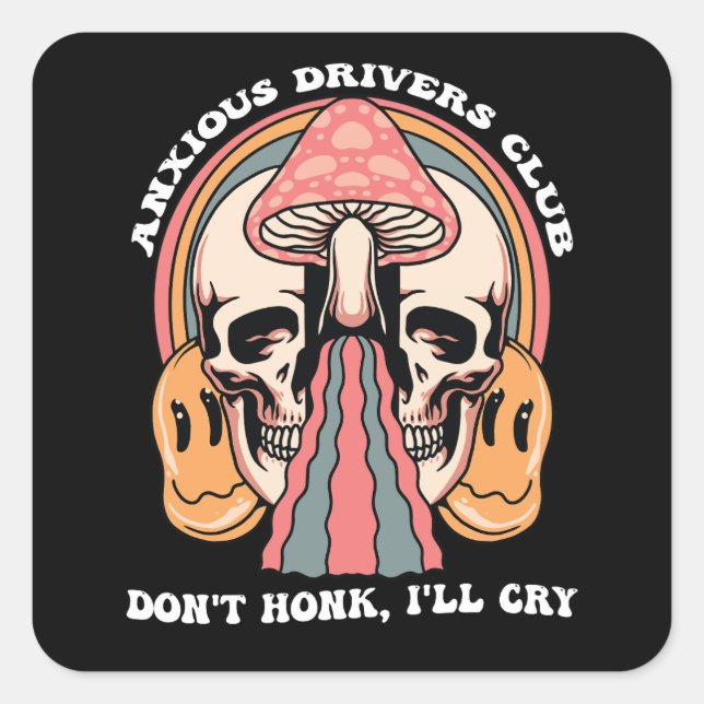 Pegatina Cuadrada El club de conductores ansiosos no tocan la bocina (Anverso)