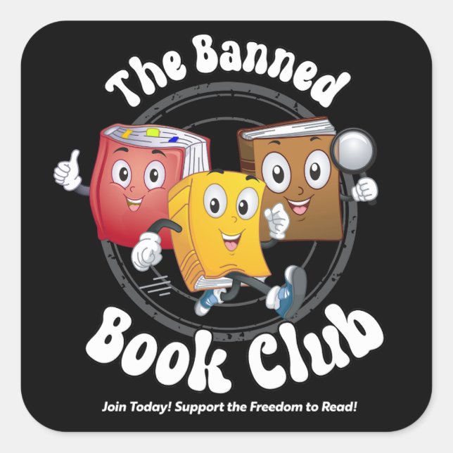 Pegatina Cuadrada El Club del Libro Prohibido (Anverso)