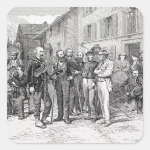 Pegatina Cuadrada El Club Room de Zermatt en 1864, de 'The Ascent'