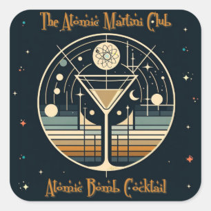 Pegatina Cuadrada El cóctel de bomba atómica del Atomic Martini Club