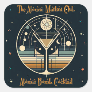 Pegatina Cuadrada El cóctel de bomba atómica del Atomic Martini Club
