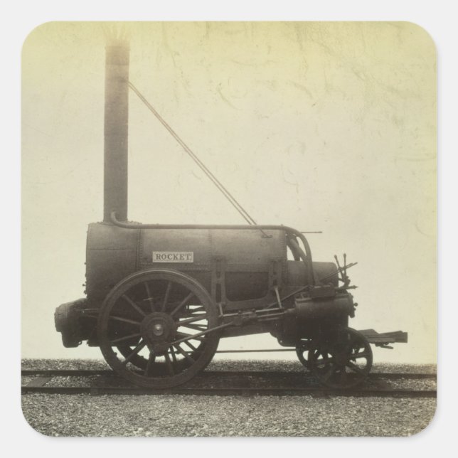 Pegatina Cuadrada El "cohete" diseñado por George Stephenson (1781-1 (Anverso)
