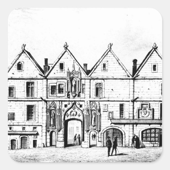 Pegatina Cuadrada El Colegio de Navarra en 1440 (Anverso)